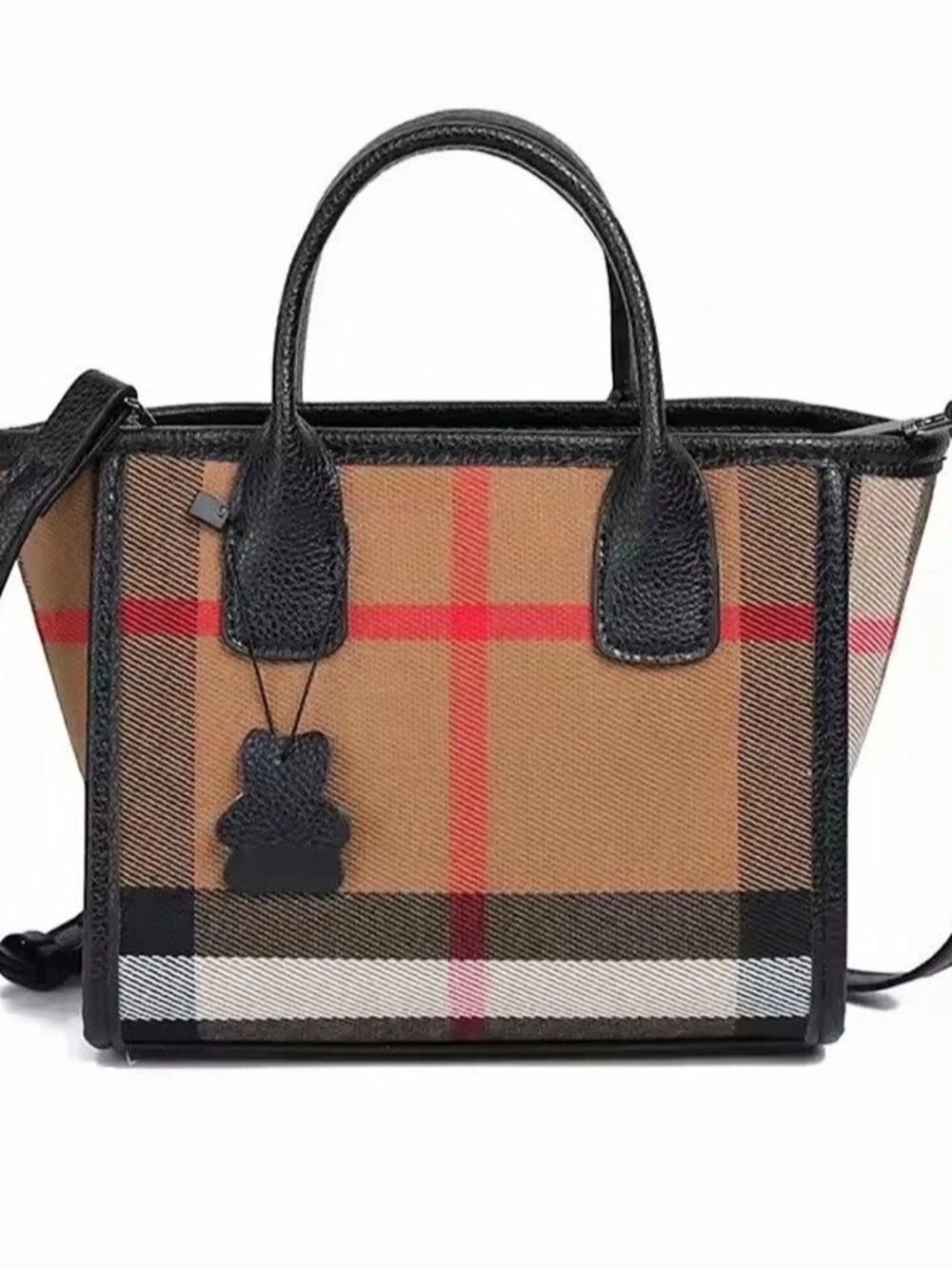 Plaid Tote in Brown & Black
